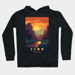 Zion National Park Vintage Travel Poster Hoodie